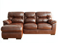 Canapé d'angle - Similicuir-Bois - 255x160x88 cm - Marron cognac - Classique