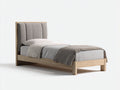 Lit simple - Bois-Tissu - 205x98x106 cm - Naturel-Gris - Moderne