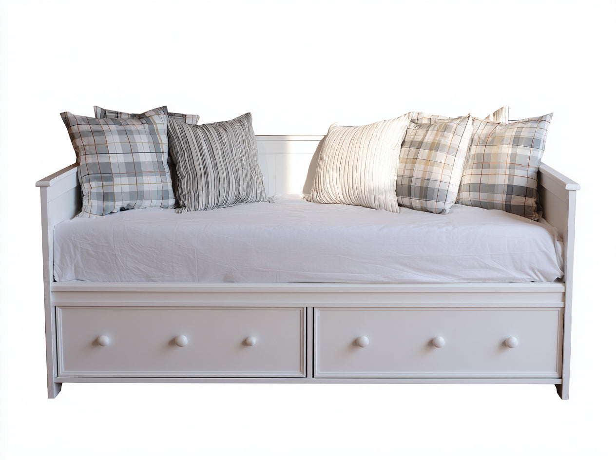 Canapé lit - Bois - 204x94x82 cm - Blanc - Contemporain
