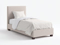 Lit simple - Tissu-Bois - 205x98x102 cm - Beige-Marron - Moderne