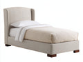 Lit simple - Tissu-Bois - 205x98x109 cm - Beige-Marron - Contemporain