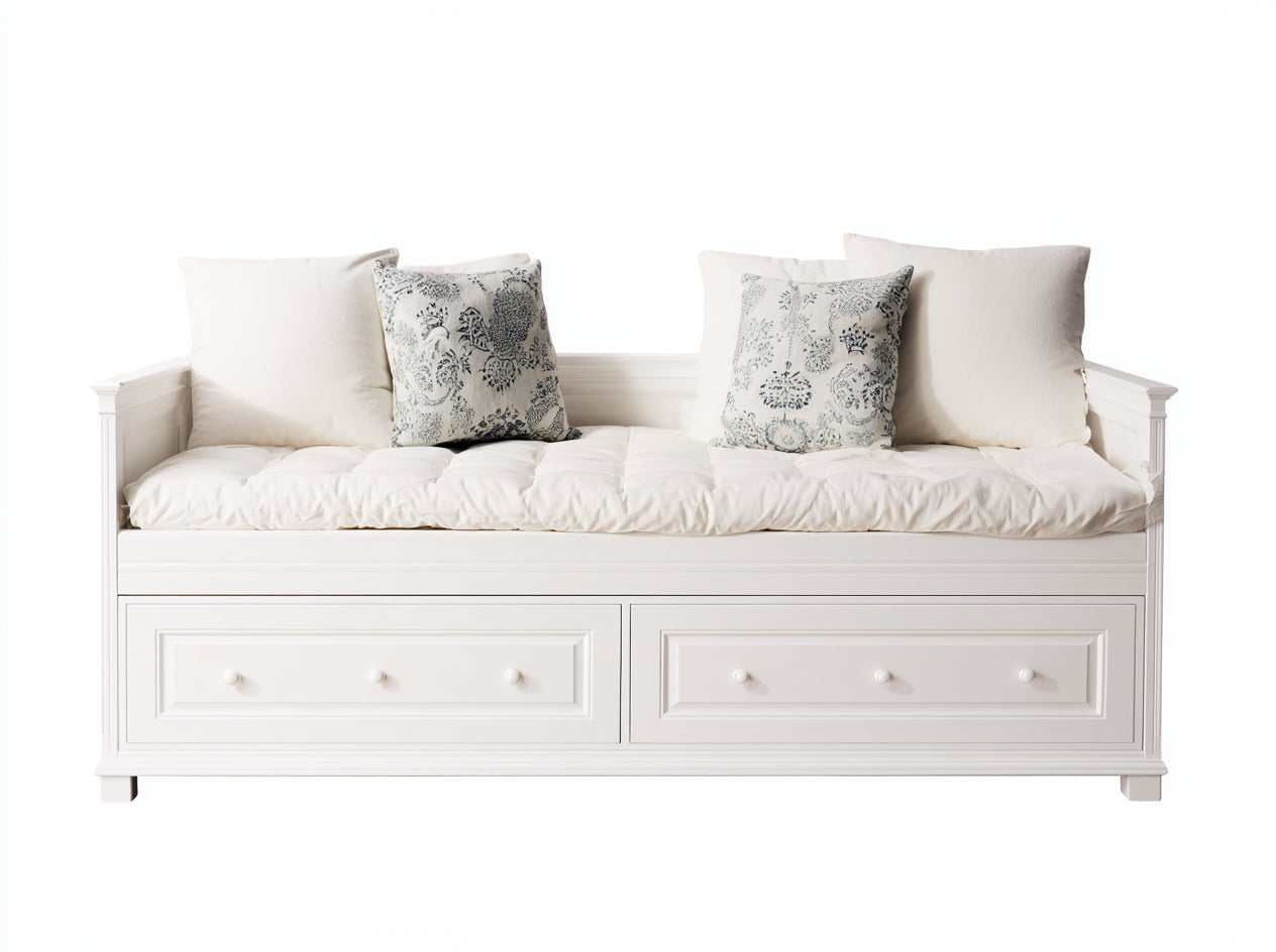 Canapé lit - Bois - 208x98x86 cm - Blanc - Classique