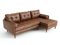 Canapé d'angle - Similicuir-Bois - 264x166x84 cm - Marron chêne - Rétro