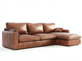 Canapé d'angle - Similicuir - 278x166x83 cm - Marron caramel - Moderne