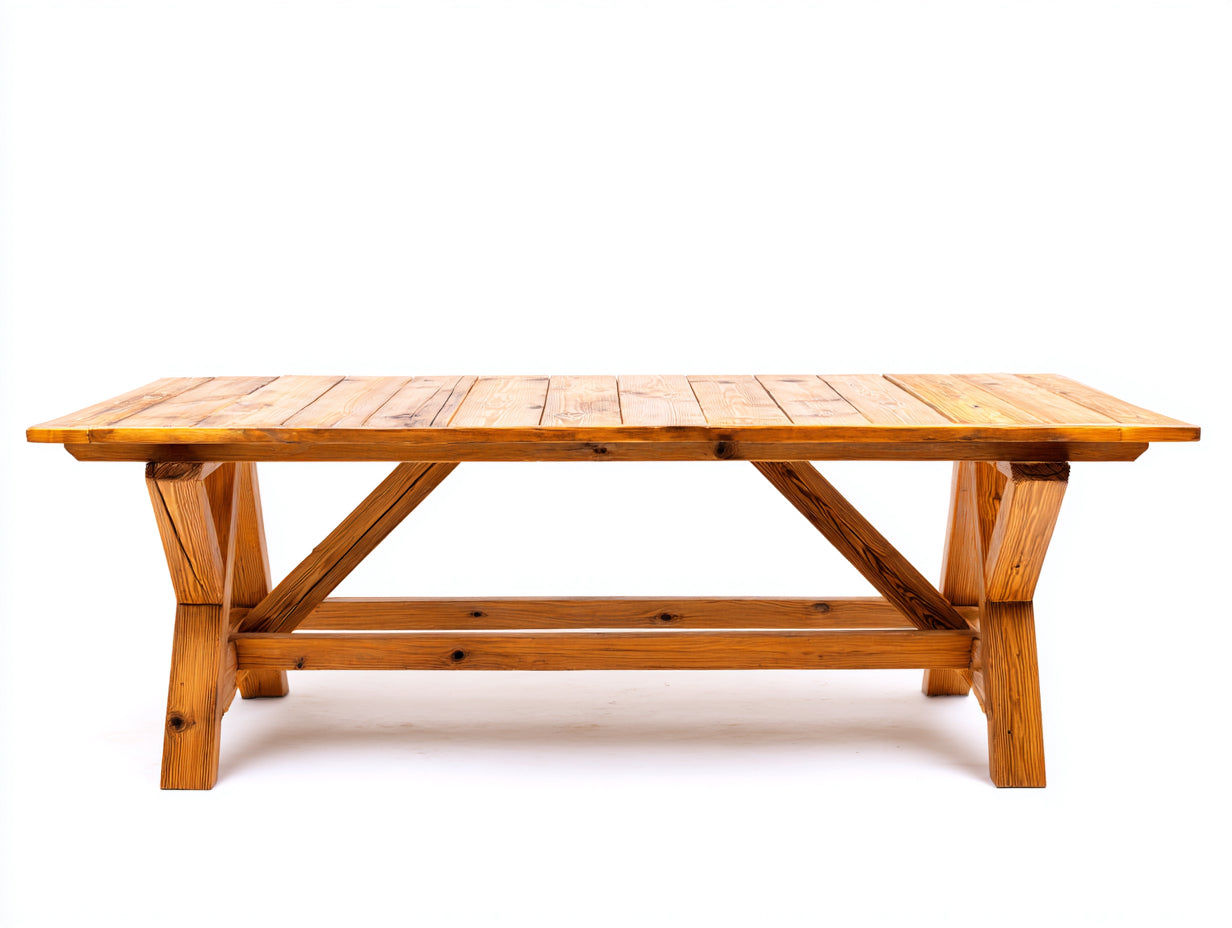 Table de jardin - Pin - 220x95x76 cm - Miel - Rustique