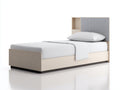 Lit simple - Bois-Tissu - 205x97x103 cm - Naturel-Gris - Scandinave