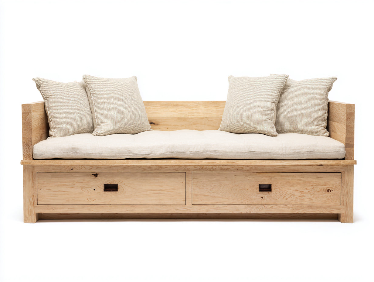Canapé lit - Bois - 216x98x76 cm - Naturel - Scandinave