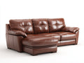 Canapé d'angle - Similicuir-Bois - 268x164x86 cm - Marron noyer - Traditionnel