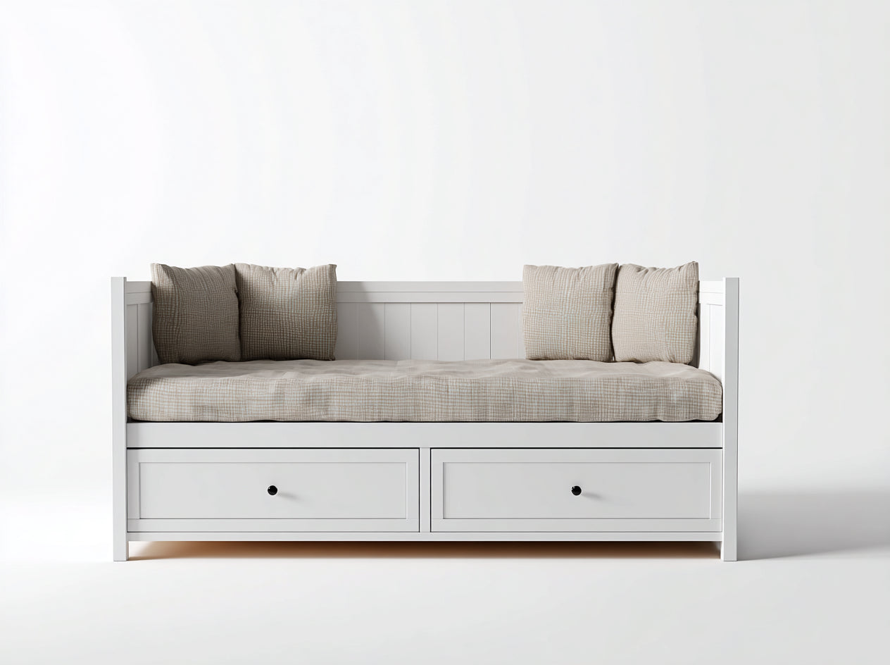 Canapé lit - Bois - 206x94x82 cm - Blanc - Contemporain