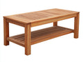 Table de jardin - Teck - 150x70x45 cm - Naturel - Classique avec tablette