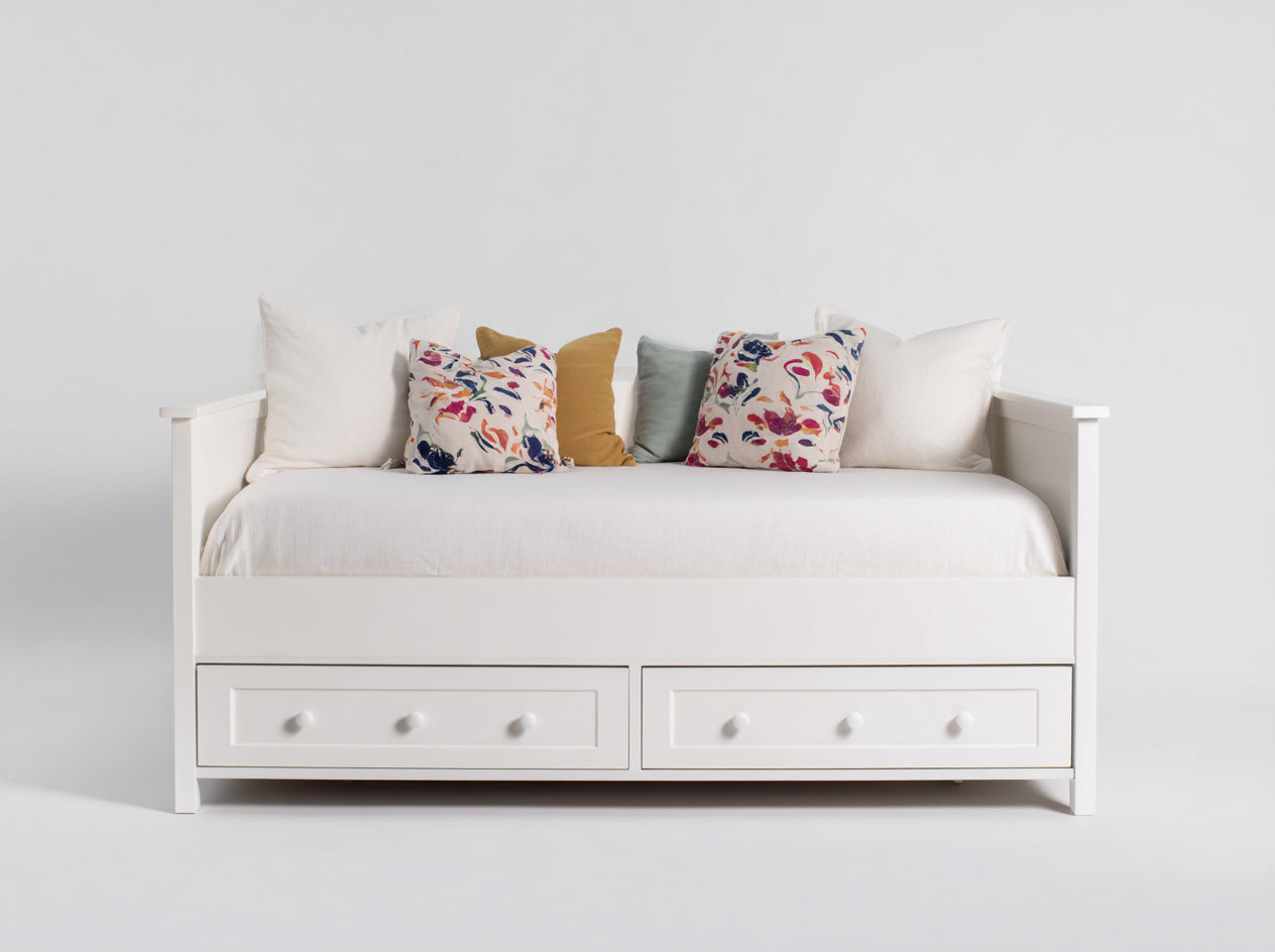 Canapé lit - Bois - 202x92x86 cm - Blanc - Classique