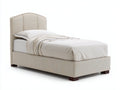 Lit simple - Tissu-Bois - 206x99x106 cm - Beige-Marron - Contemporain