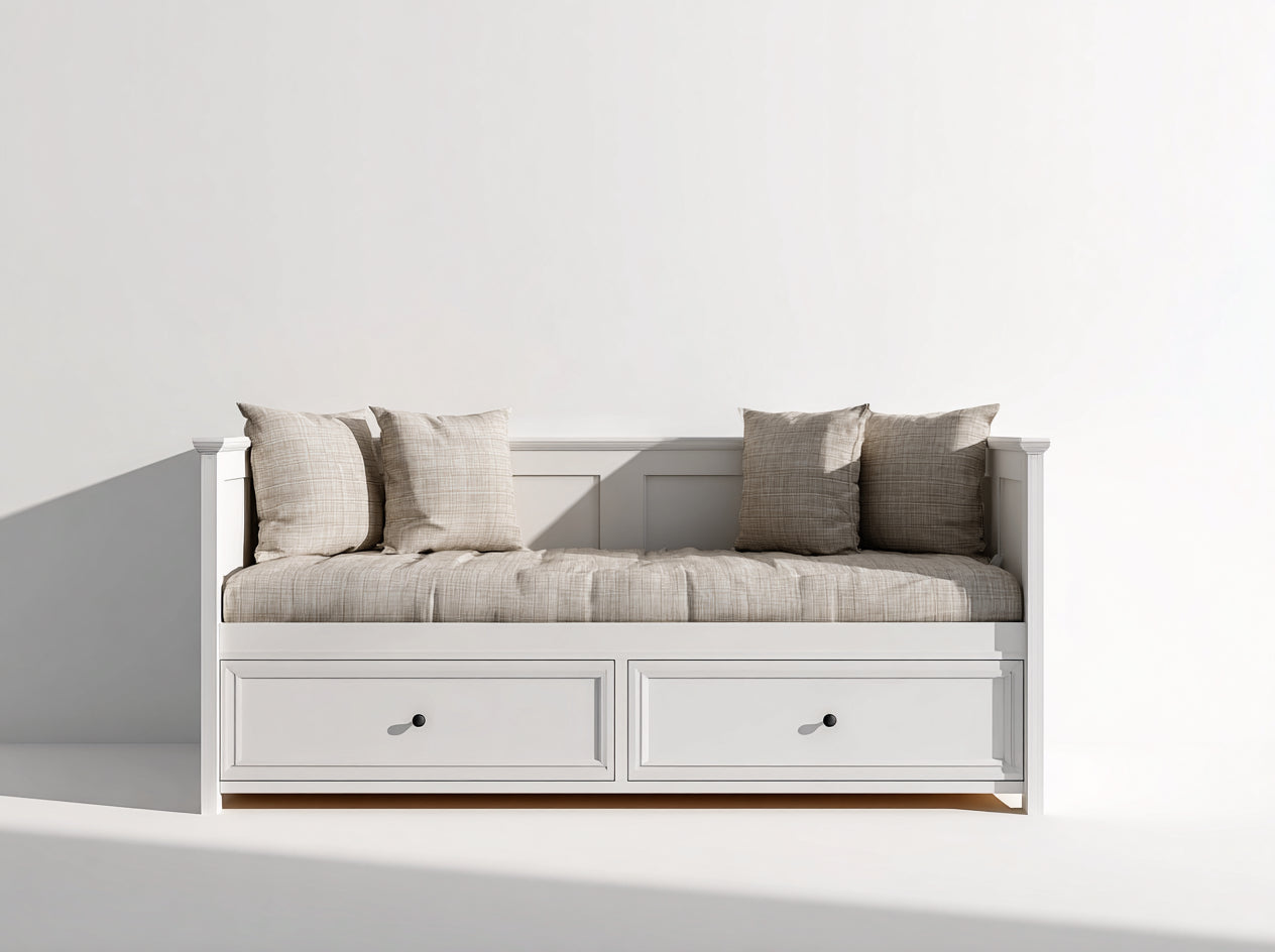 Canapé lit - Bois - 205x94x79 cm - Blanc - Classique