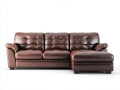 Canapé d'angle - Similicuir-Bois - 260x162x87 cm - Brun chocolat - Rétro