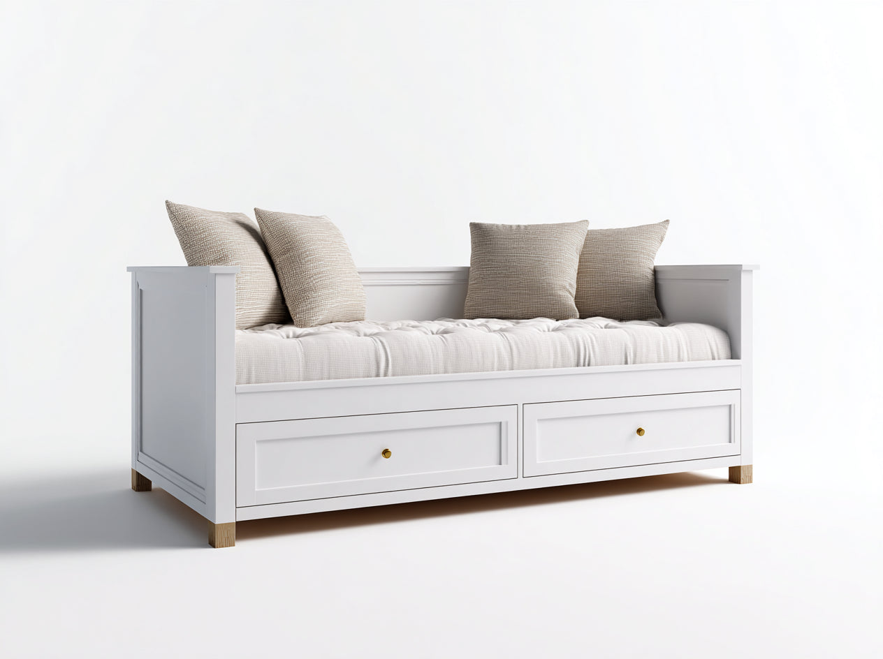 Canapé lit - Bois - 208x96x83 cm - Blanc-Naturel - Contemporain