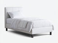 Lit simple - Similicuir-Bois - 205x98x108 cm - Blanc-Noir - Moderne