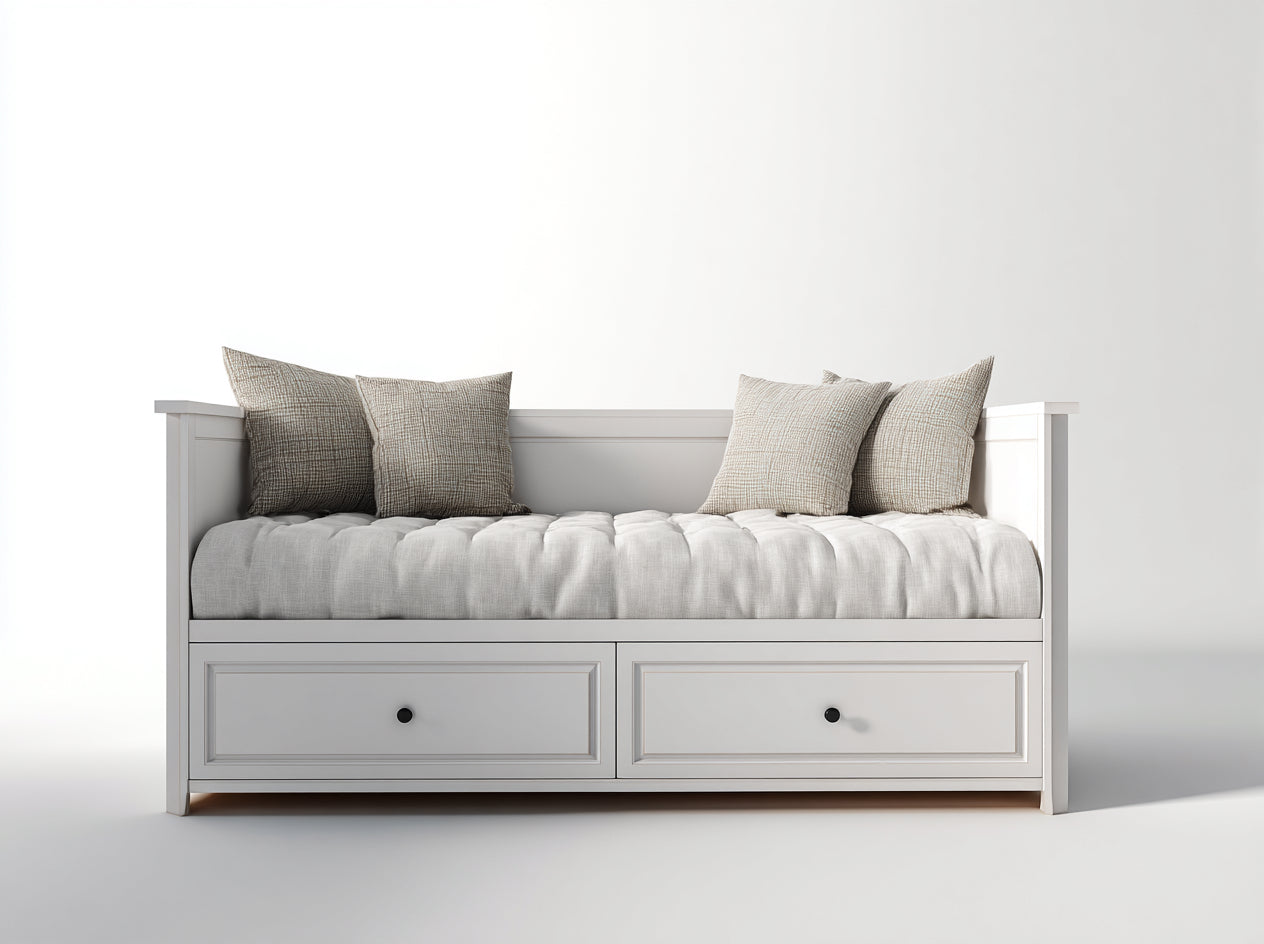 Canapé lit - Bois - 207x95x80 cm - Blanc - Contemporain