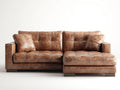 Canapé d'angle - Similicuir-Bois - 252x158x82 cm - Marron clair - Vintage