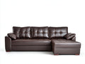 Canapé d'angle - Similicuir-Bois - 262x158x86 cm - Marron foncé - Contemporain