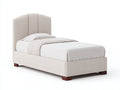 Lit simple - Tissu-Bois - 203x96x103 cm - Beige-Marron - Moderne