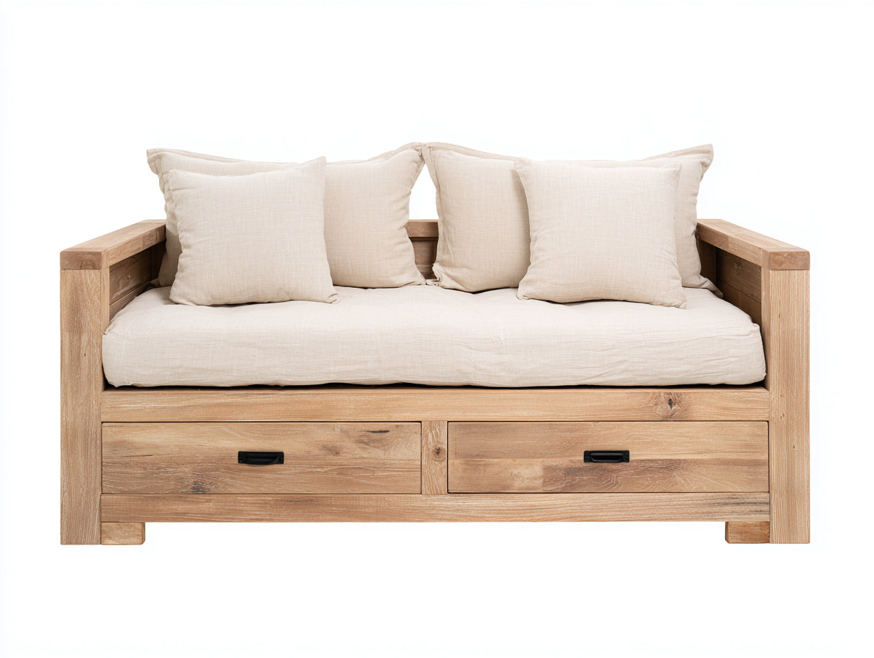 Canapé lit - Bois - 212x100x78 cm - Naturel - Moderne